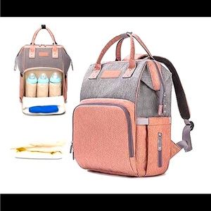 3 in 1 Diaper Bag Backpack with Changing Station Portable Travel Baby Bed Back